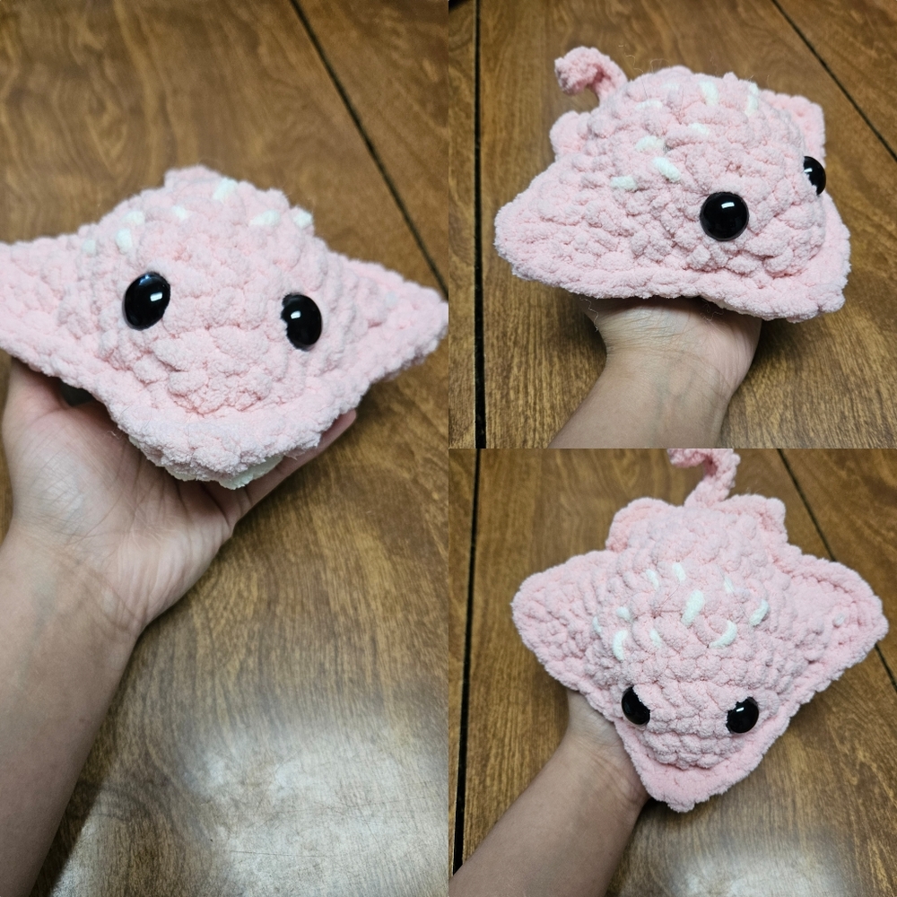 Pink Crochet Stingray Amigurumi Plushie
